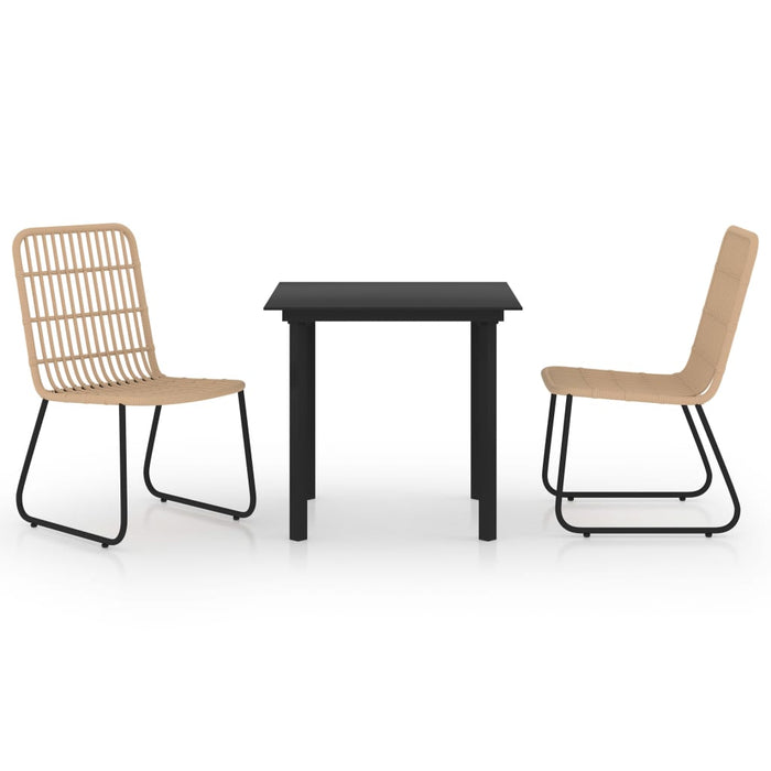 Set mobilier de exterior, 3 piese, poliratan și sticlă - WALTI WALTI