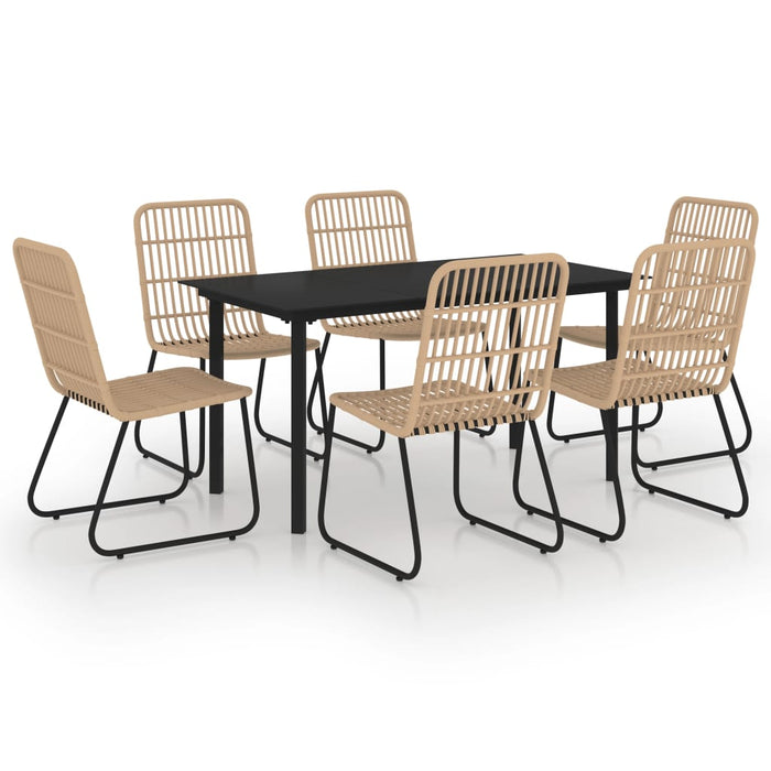 Set mobilier de exterior, 7 piese, poliratan și sticlă WALTI