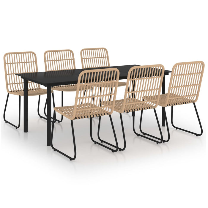 Set mobilier de exterior, 7 piese, poliratan și sticlă WALTI