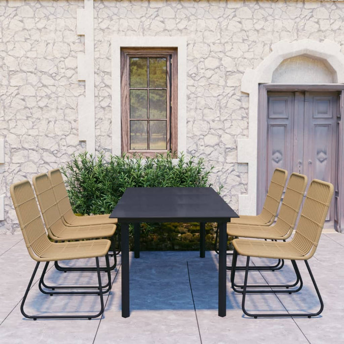 Set mobilier de exterior, 7 piese, poliratan și sticlă WALTI