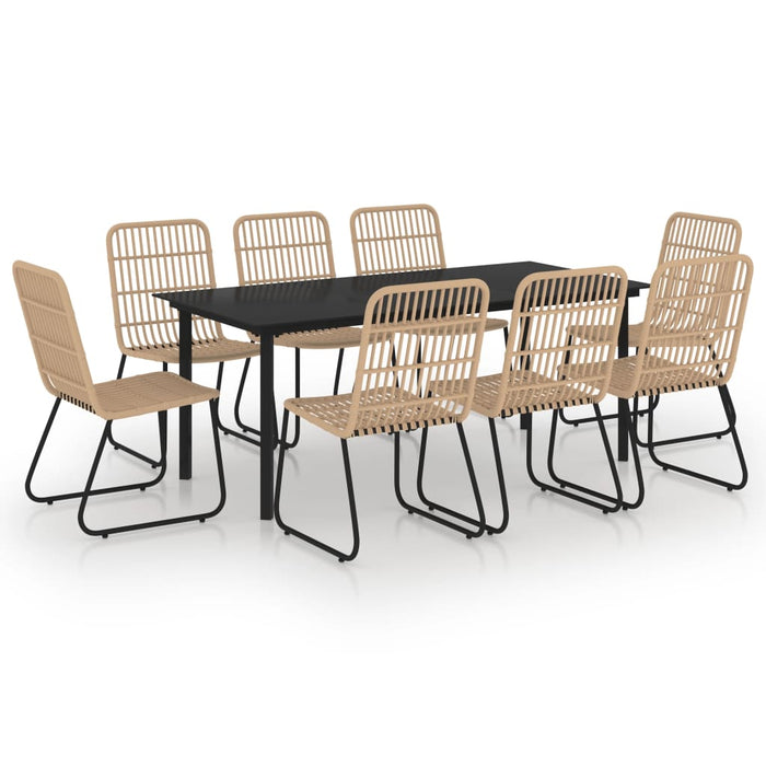 Set mobilier de exterior, 9 piese, poliratan și sticlă WALTI