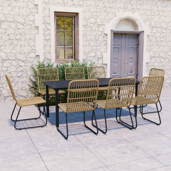 Set mobilier de exterior, 9 piese, poliratan și sticlă WALTI