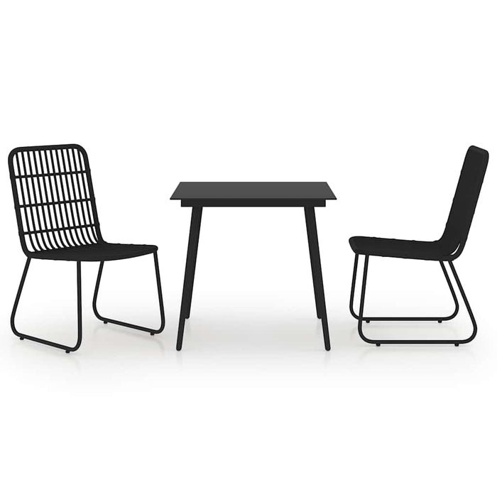 Set mobilier de exterior, 3 piese, poliratan și sticlă WALTI