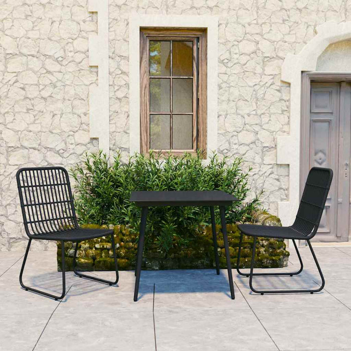 Set mobilier de exterior, 3 piese, poliratan și sticlă WALTI