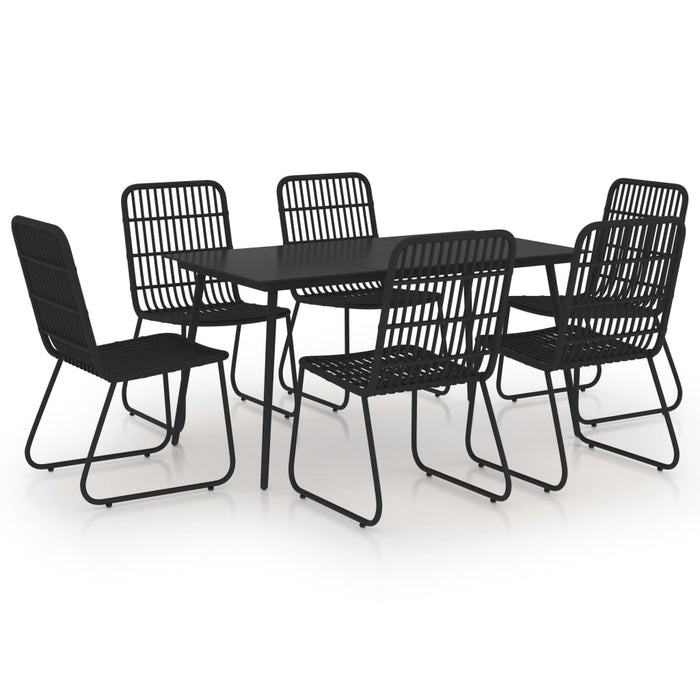 Set mobilier de exterior, 7 piese, negru, poliratan și sticlă - WALTI WALTI
