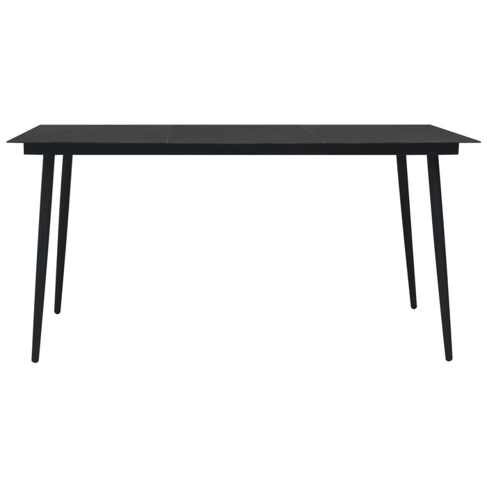 Set mobilier de exterior, 7 piese, negru, poliratan și sticlă - WALTI WALTI