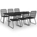 Set mobilier de exterior, 7 piese, negru, poliratan și sticlă - WALTI WALTI