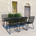 Set mobilier de exterior, 7 piese, negru, poliratan și sticlă - WALTI WALTI