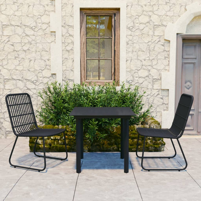 Set mobilier de exterior, 3 piese, poliratan și sticlă WALTI