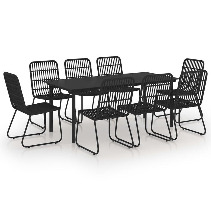Set mobilier de exterior, 9 piese, poliratan și sticlă WALTI