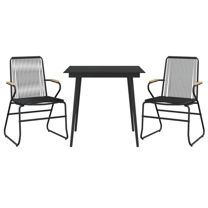 Set cu masă pentru grădină, 3 piese, negru, ratan PVC - WALTI WALTI