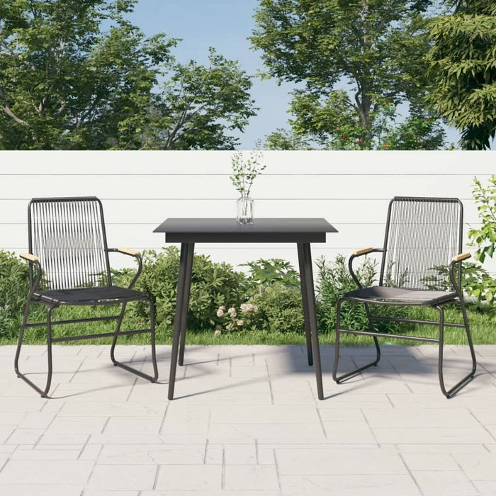 Set cu masă pentru grădină, 3 piese, negru, ratan PVC - WALTI WALTI