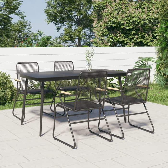 Set mobilier de grădină, 5 piese, negru, ratan PVC - WALTI WALTI