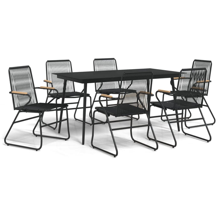Set mobilier de grădină, 7 piese, negru, ratan PVC - WALTI WALTI