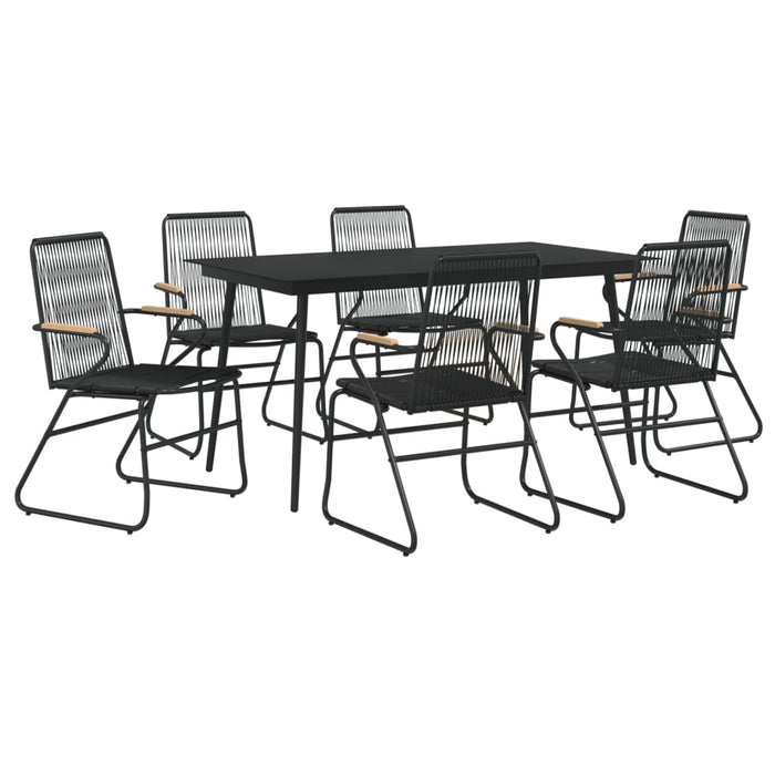 Set mobilier de grădină, 7 piese, negru, ratan PVC - WALTI WALTI