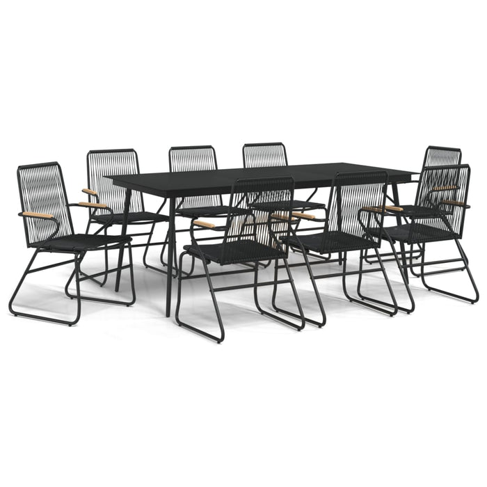 Set masă pentru grădină, 9 piese, negru, ratan PVC - WALTI WALTI
