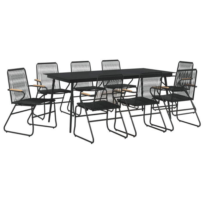 Set masă pentru grădină, 9 piese, negru, ratan PVC - WALTI WALTI