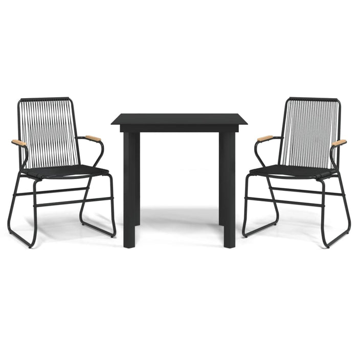 Set cu masă pentru grădină, 3 piese, PVC negru, ratan - WALTI WALTI