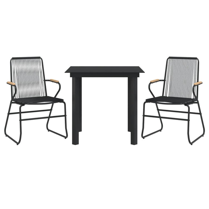 Set cu masă pentru grădină, 3 piese, PVC negru, ratan - WALTI WALTI