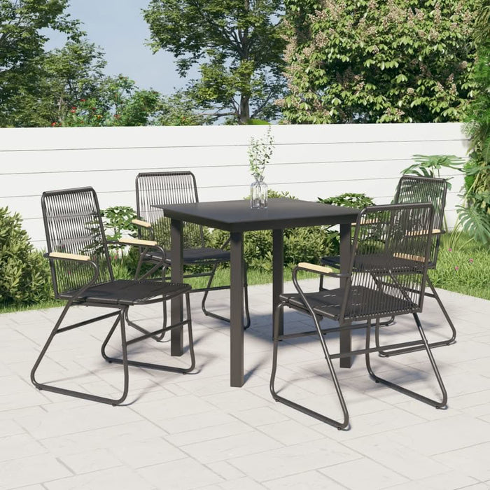 Set mobilier de grădină, 5 piese, negru, ratan PVC - WALTI WALTI