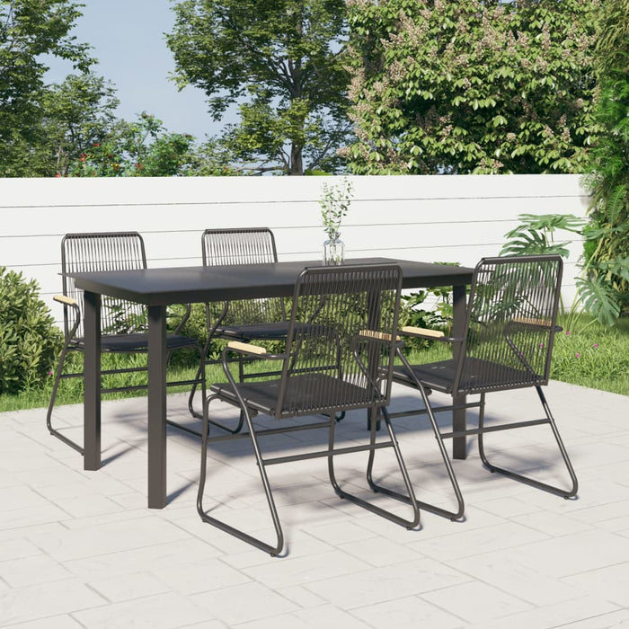 Set mobilier de grădină, 5 piese, negru, ratan PVC - WALTI WALTI