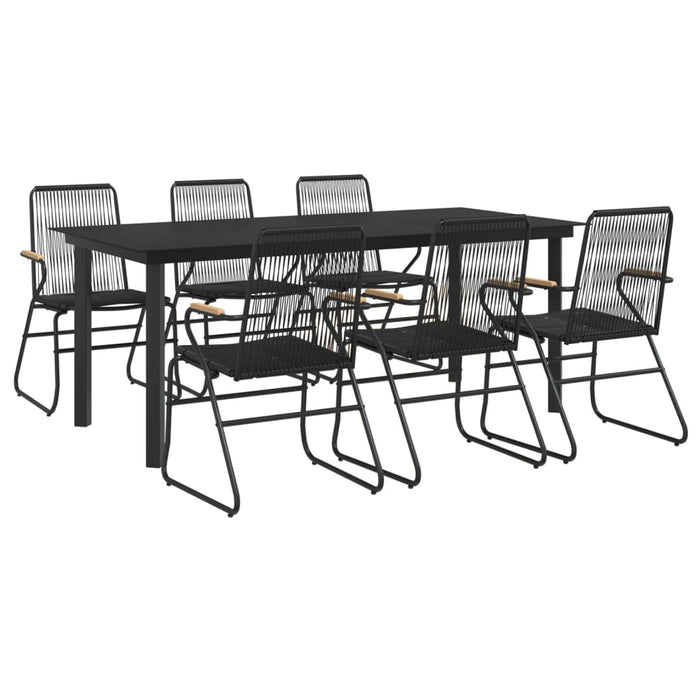 Set mobilier de grădină, 7 piese, negru, ratan PVC - WALTI WALTI