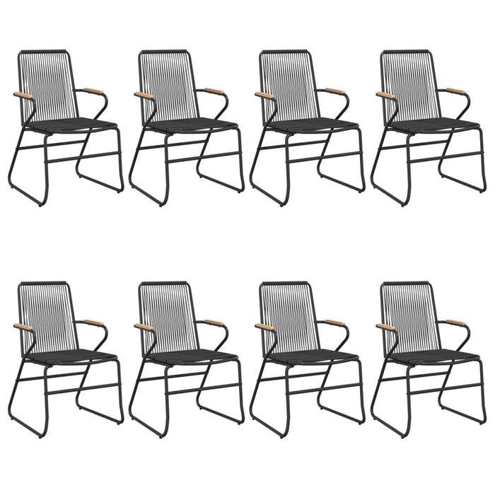 Set cu masă pentru grădină, 9 piese, negru, ratan PVC WALTI