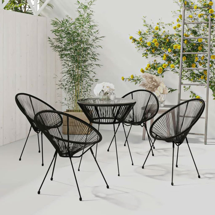 Set mobilier de exterior, 5 piese, negru, ratan PVC - WALTI WALTI