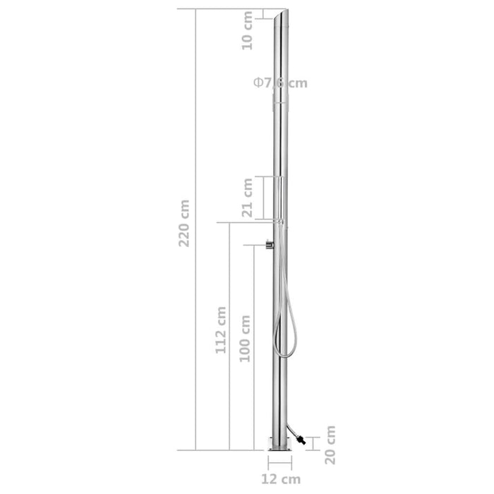 Duș pentru grădină, 220 cm, oțel inoxidabil - WALTI WALTI