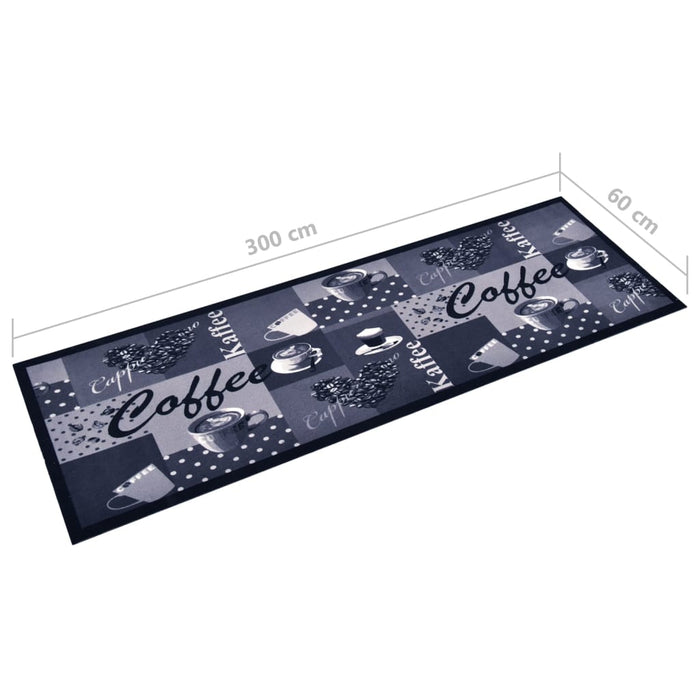 Covoraș de bucătărie lavabil, albastru, 60x300 cm, model cafea - WALTI WALTI