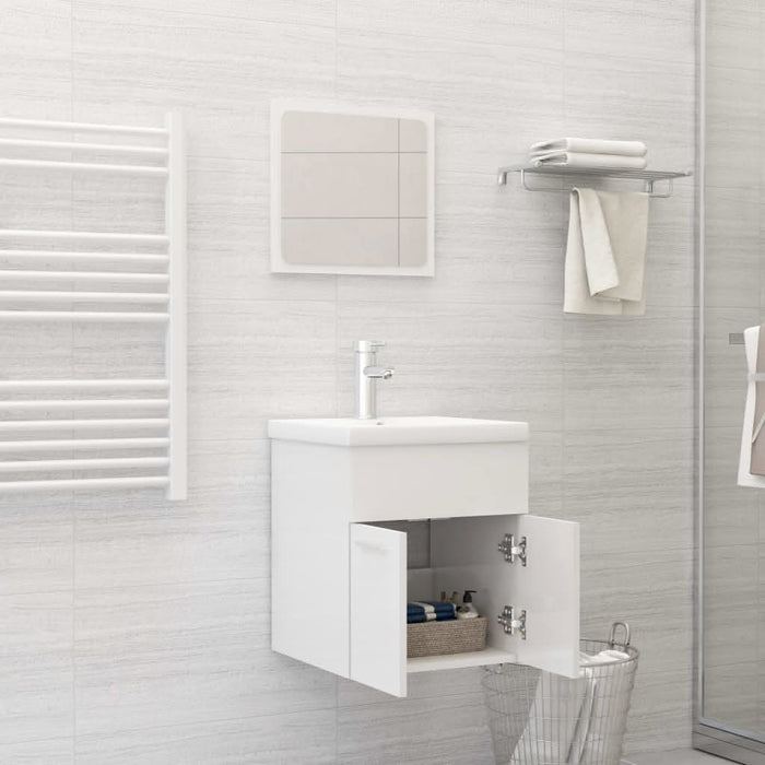 Set mobilier de baie, 2 piese, alb extralucios, lemn prelucrat - WALTI WALTI