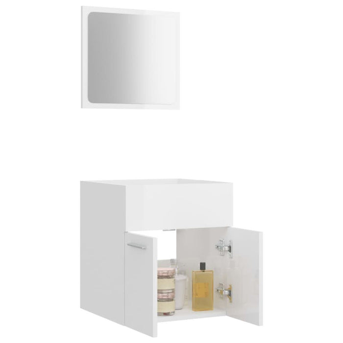 Set mobilier de baie, 2 piese, alb extralucios, lemn prelucrat - WALTI WALTI