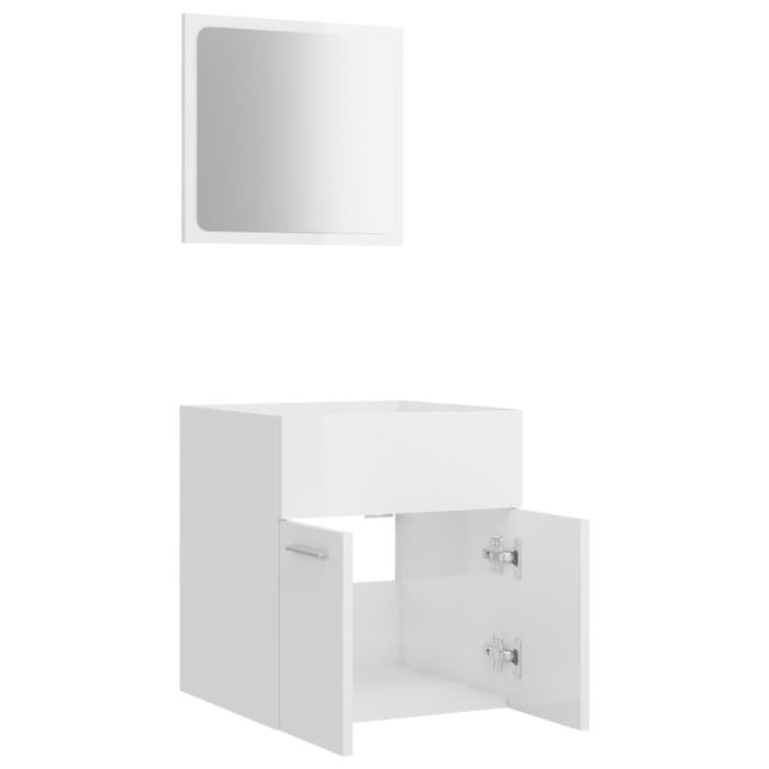 Set mobilier de baie, 2 piese, alb extralucios, lemn prelucrat - WALTI WALTI