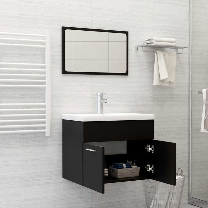 Set mobilier de baie, 2 piese, negru, PAL - WALTI WALTI