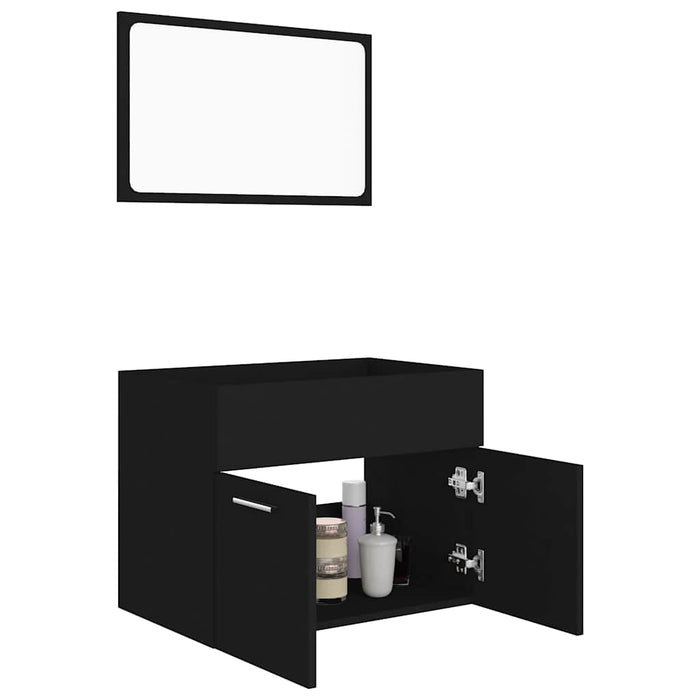 Set mobilier de baie, 2 piese, negru, PAL - WALTI WALTI
