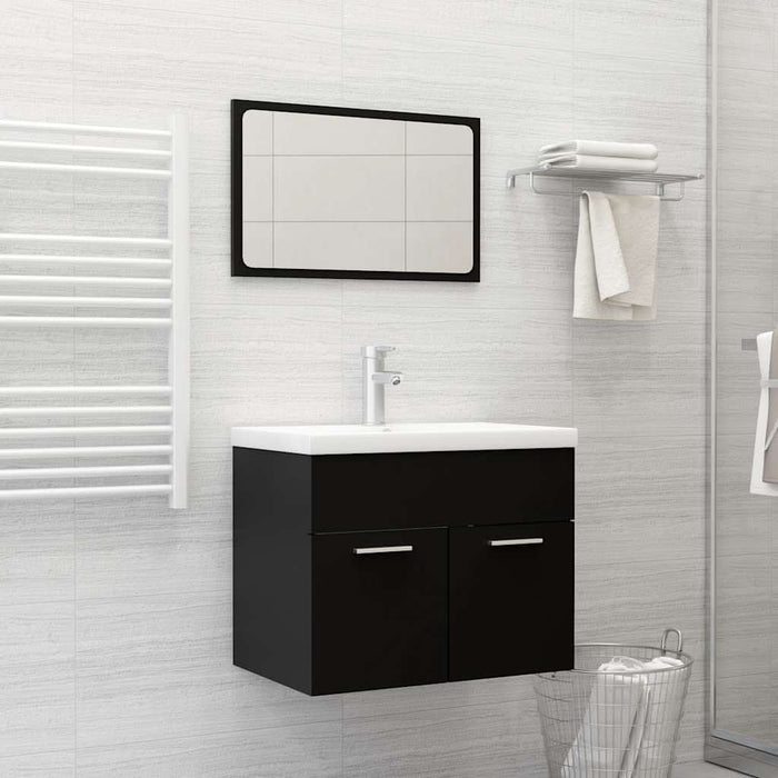 Set mobilier de baie, 2 piese, negru, PAL - WALTI WALTI