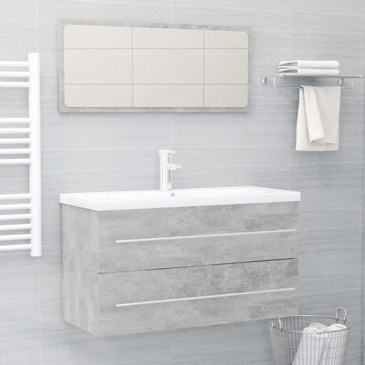 Set mobilier de baie, 2 piese, gri beton, PAL - WALTI WALTI