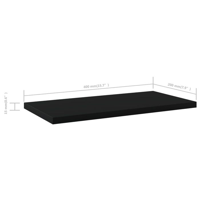 Plăci bibliotecă, 4 buc., negru, 40 x 20 x 1,5 cm, PAL WALTI