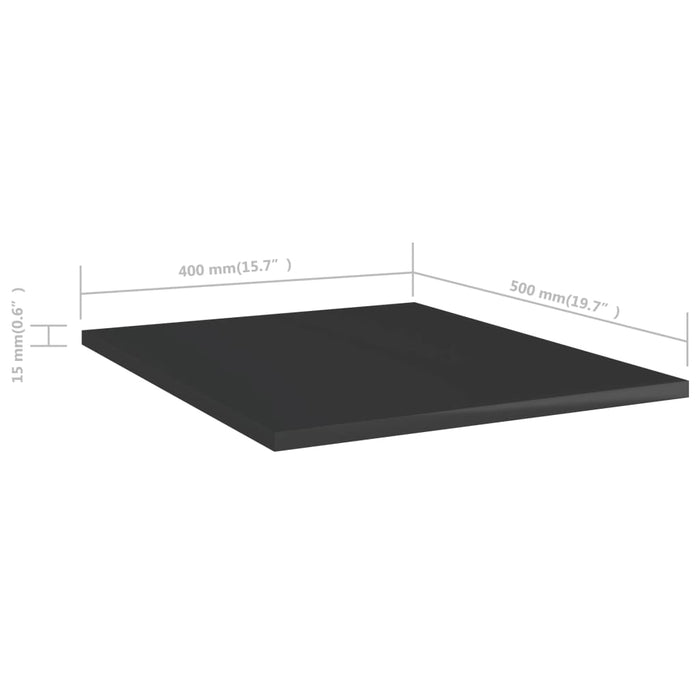 Plăci bibliotecă, 8 buc. negru extralucios 40 x 50 x 1,5 cm PAL WALTI