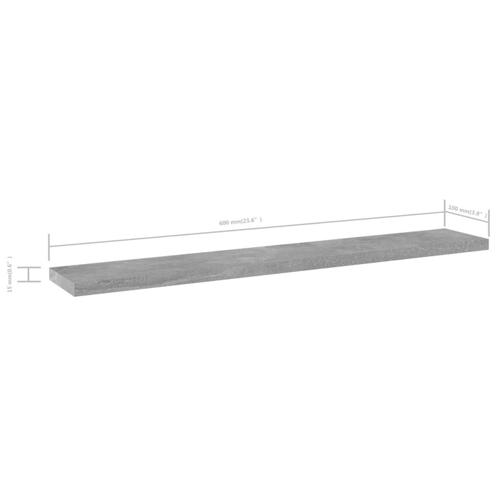 Plăci bibliotecă, gri beton, 8 buc, 60 x 10 x 1,5 cm, PAL - WALTI WALTI