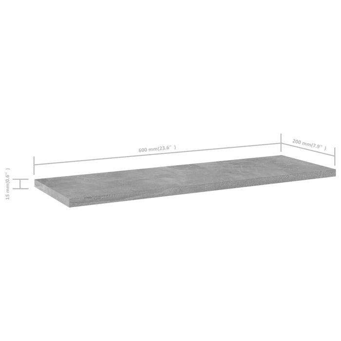 Plăci bibliotecă, 4 buc., gri beton, 60 x 20 x 1,5 cm, PAL - WALTI WALTI