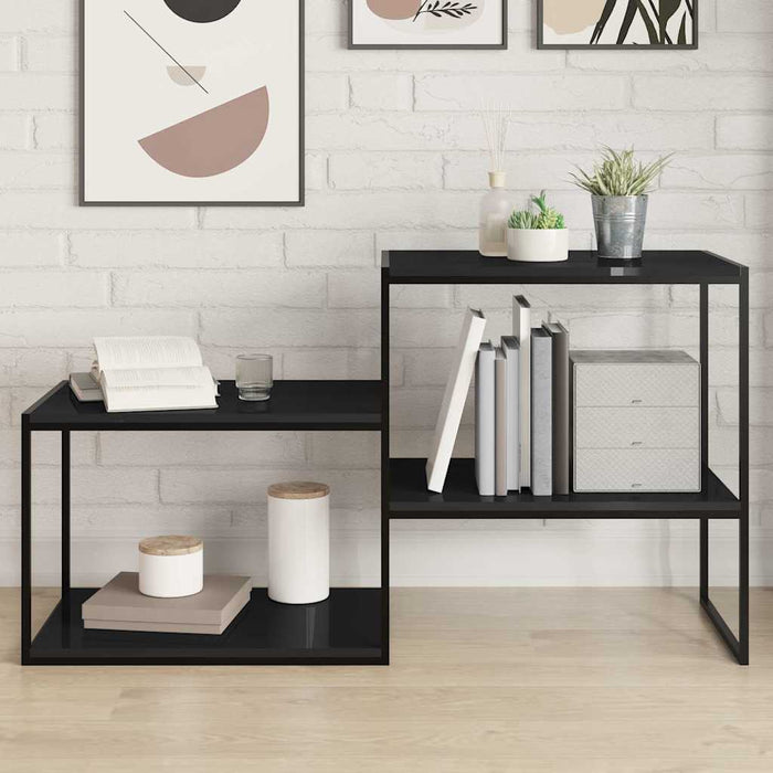 Plăci bibliotecă, 4 buc. negru extralucios 60 x 40 x 1,5 cm PAL WALTI