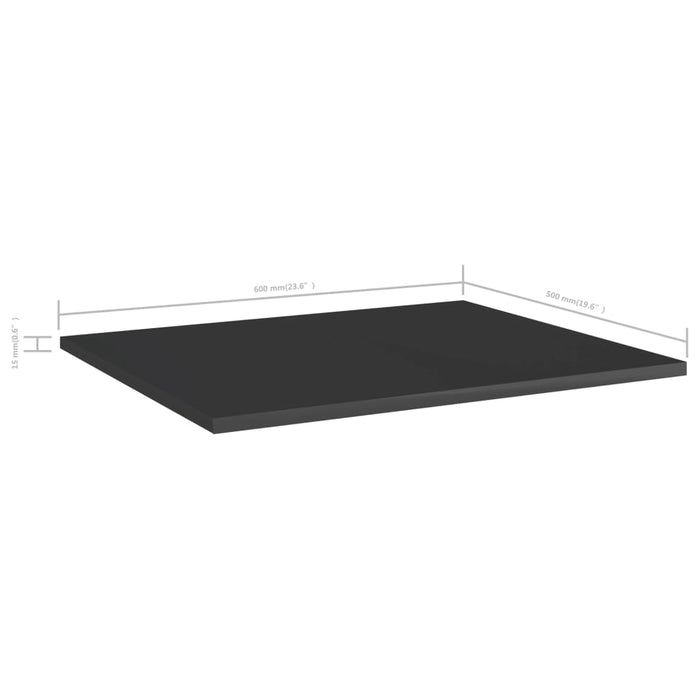 Plăci bibliotecă, 8 buc. negru extralucios 60 x 50 x 1,5 cm PAL WALTI