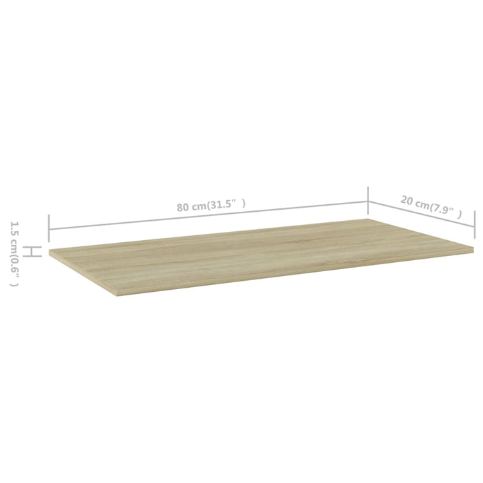 Plăci bibliotecă, stejar sonoma, 4 buc, 80 x 20 x 1,5 cm, PAL - WALTI WALTI