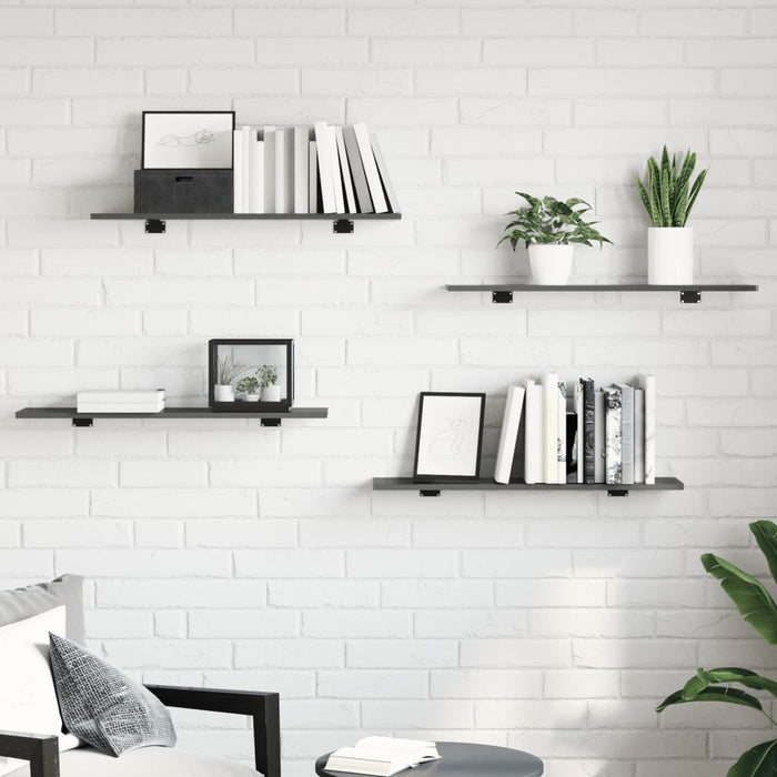 Plăci bibliotecă, 8 buc., gri extralucios, 80 x 20 x 1,5 cm PAL WALTI