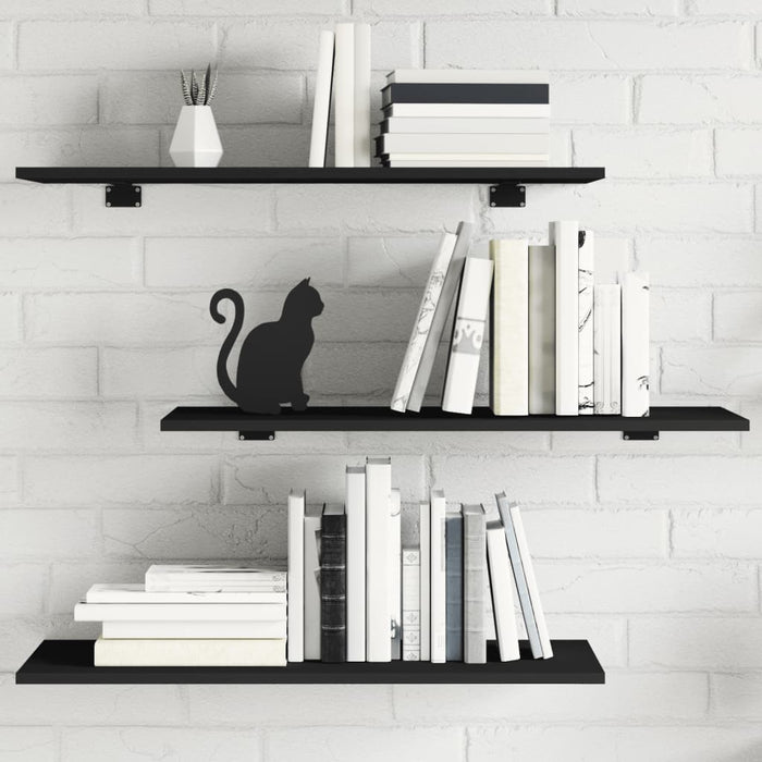 Plăci bibliotecă, 4 buc., negru, 80 x 30 x 1,5 cm, PAL WALTI