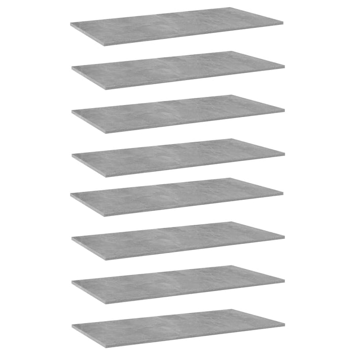 Plăci bibliotecă, 8 buc., gri beton, 80 x 30 x 1,5 cm, PAL WALTI