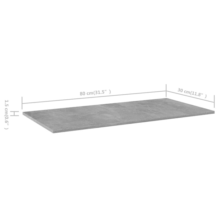 Plăci bibliotecă, 8 buc., gri beton, 80 x 30 x 1,5 cm, PAL WALTI