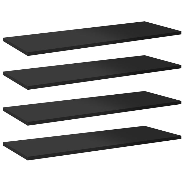 Plăci bibliotecă, 8 buc. negru extralucios 80 x 30 x 1,5 cm PAL WALTI