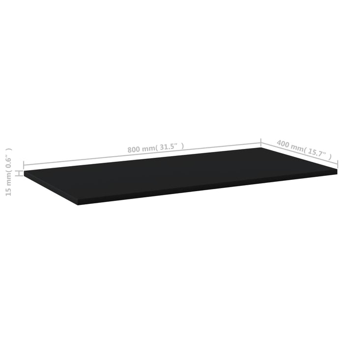 Plăci bibliotecă, 8 buc., negru, 80 x 40 x 1,5 cm, PAL - WALTI WALTI